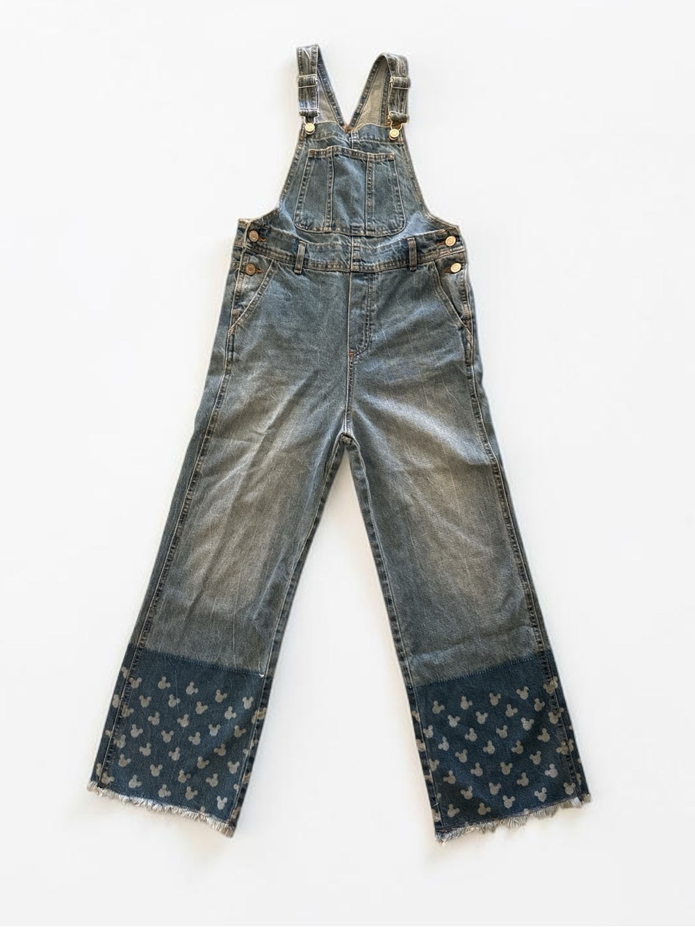 Zara Blue Denim Kids Overalls with Patterned Hem